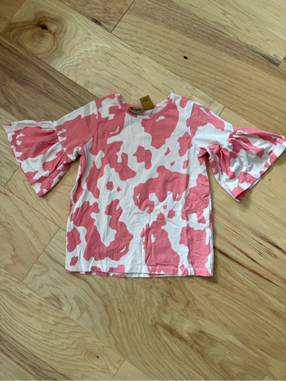 Wrangler Pink and White Ruffle Sleeve Tee